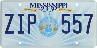 MS license plate ZIP557