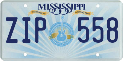 MS license plate ZIP558