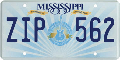 MS license plate ZIP562