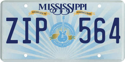 MS license plate ZIP564