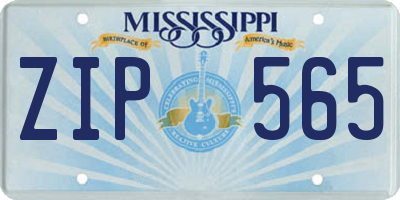 MS license plate ZIP565