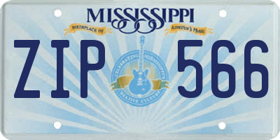 MS license plate ZIP566