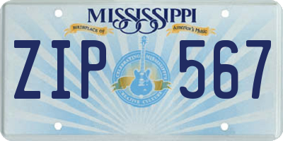 MS license plate ZIP567
