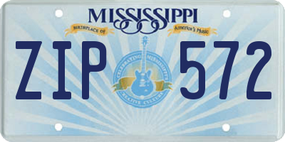 MS license plate ZIP572