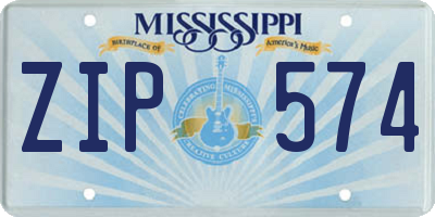 MS license plate ZIP574