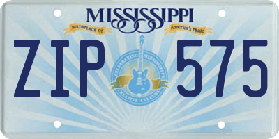 MS license plate ZIP575