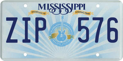 MS license plate ZIP576