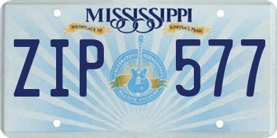 MS license plate ZIP577