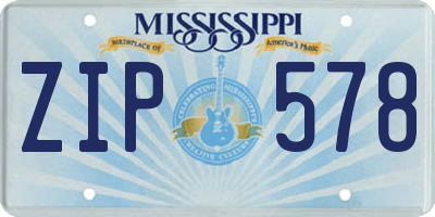 MS license plate ZIP578