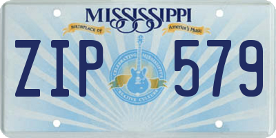 MS license plate ZIP579
