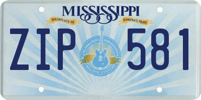 MS license plate ZIP581