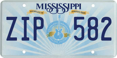 MS license plate ZIP582