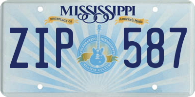 MS license plate ZIP587