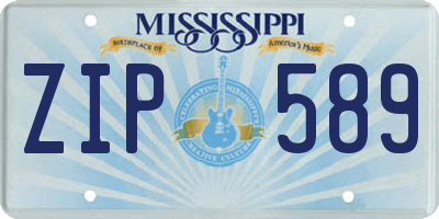 MS license plate ZIP589