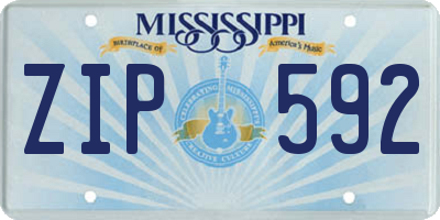 MS license plate ZIP592