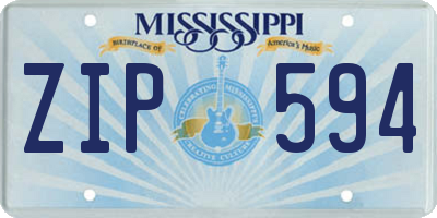 MS license plate ZIP594