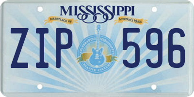 MS license plate ZIP596