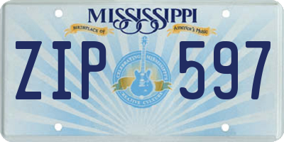 MS license plate ZIP597