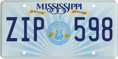 MS license plate ZIP598