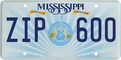 MS license plate ZIP600