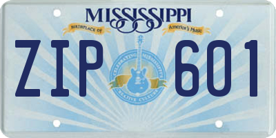 MS license plate ZIP601
