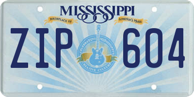 MS license plate ZIP604