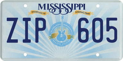 MS license plate ZIP605