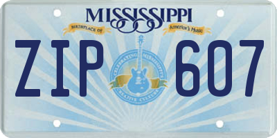 MS license plate ZIP607