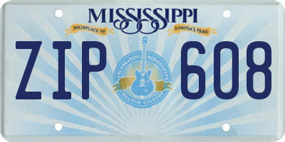 MS license plate ZIP608