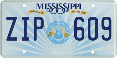 MS license plate ZIP609