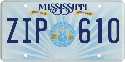 MS license plate ZIP610