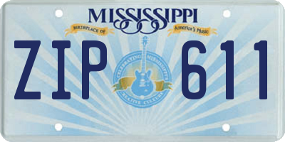 MS license plate ZIP611