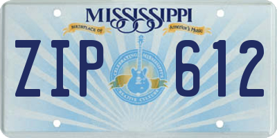 MS license plate ZIP612