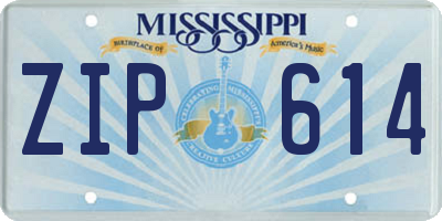 MS license plate ZIP614