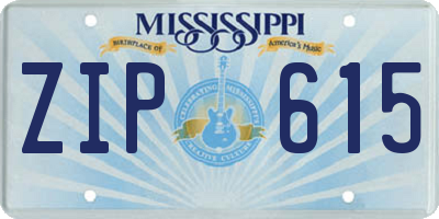 MS license plate ZIP615