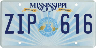 MS license plate ZIP616
