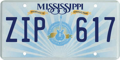 MS license plate ZIP617