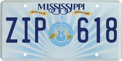 MS license plate ZIP618