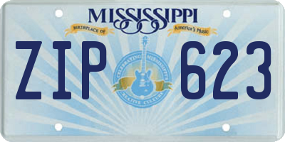 MS license plate ZIP623