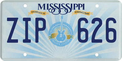 MS license plate ZIP626