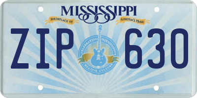 MS license plate ZIP630