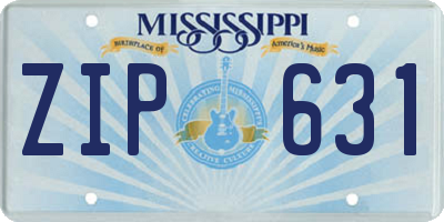MS license plate ZIP631