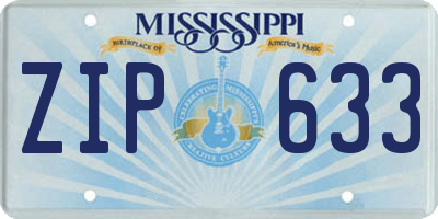 MS license plate ZIP633