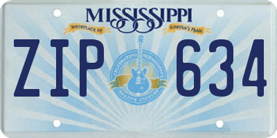 MS license plate ZIP634