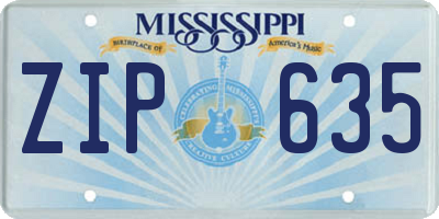 MS license plate ZIP635