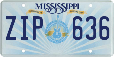 MS license plate ZIP636