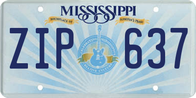 MS license plate ZIP637