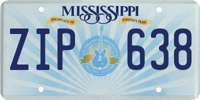 MS license plate ZIP638