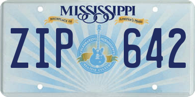 MS license plate ZIP642