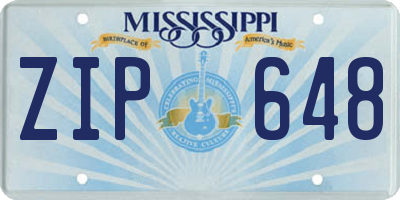 MS license plate ZIP648